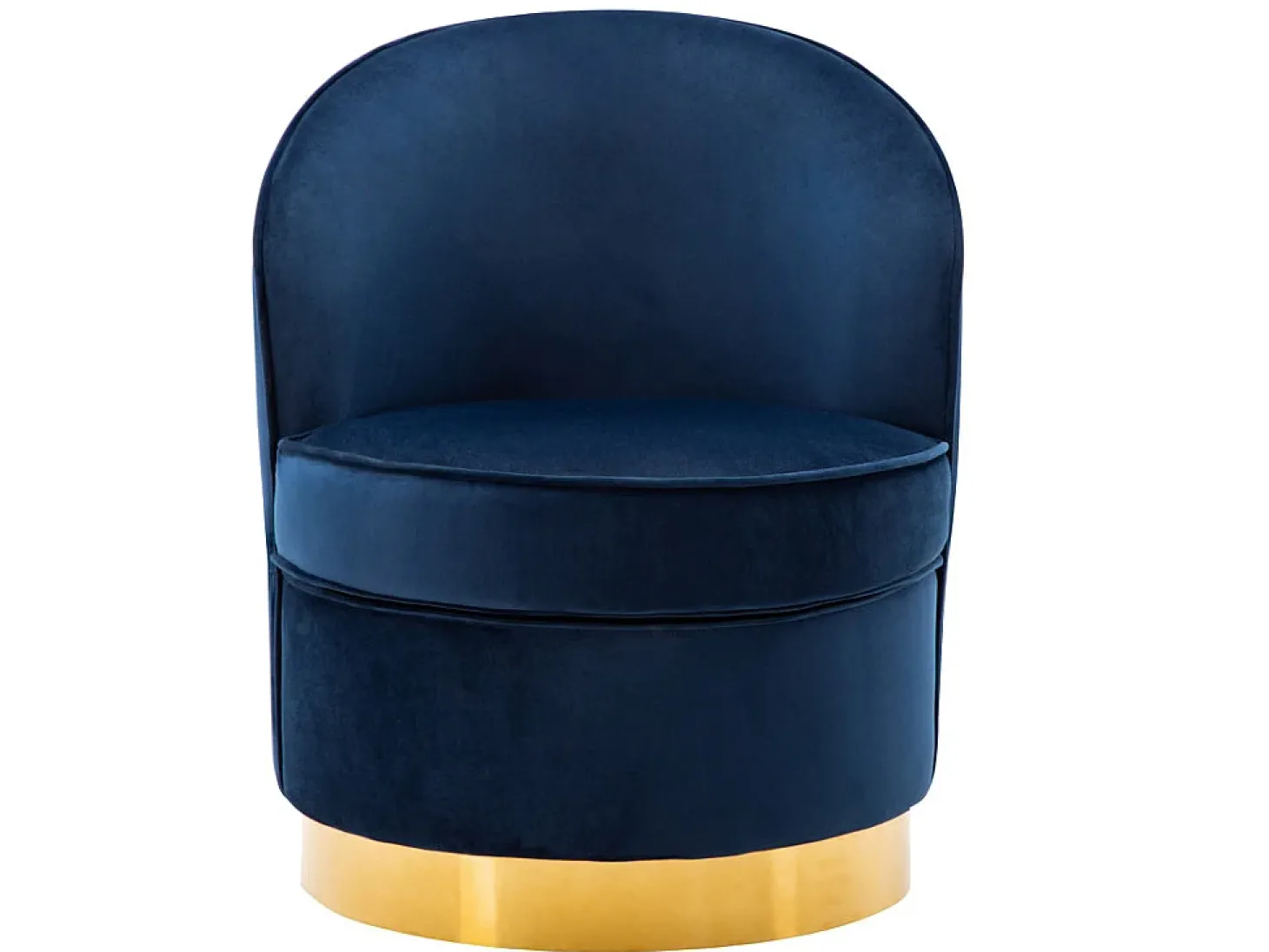Cadeirão com base de metal dourado em veludo Azul-escuro - SANELA