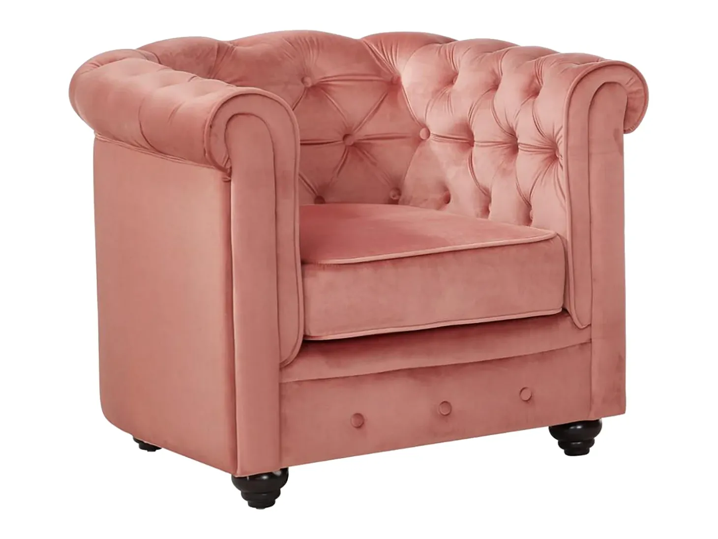 Cadeirão conforto em veludo roa pastel - CHESTERFIELD