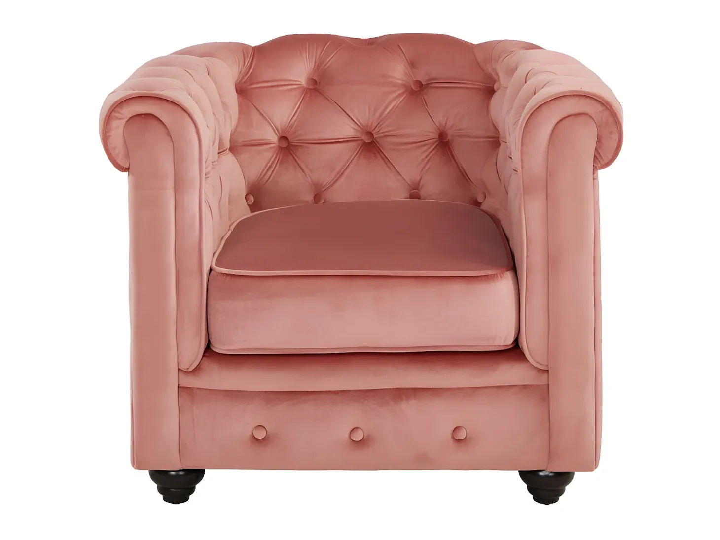 Cadeirão conforto em veludo roa pastel - CHESTERFIELD