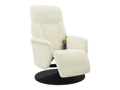 Cadeirão de massagens reclinável com apoio de pés veludo creme SHL511466