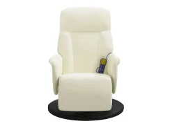 Cadeirão de massagens reclinável com apoio de pés veludo creme SHL511466