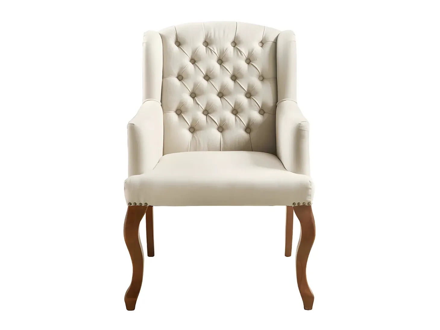 Cadeirão elegante em tecido Bege estilo bergère - PARUNA