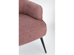 Cadeirão em tecido rosa escuro com pernas em aço pintado de preto - ERNESTINE