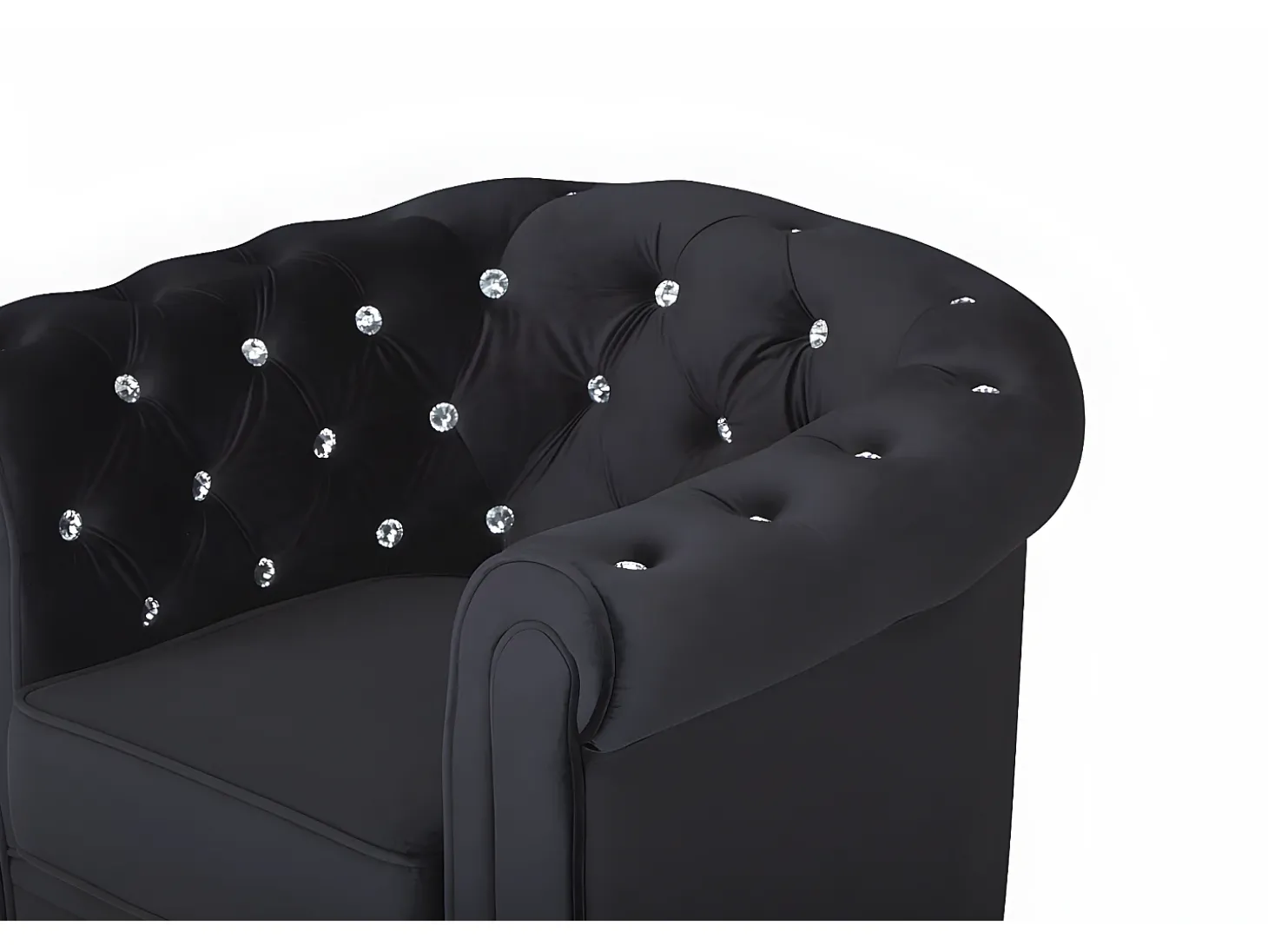 Cadeirão em veludo preto e botões cristal CHESTERFIELD