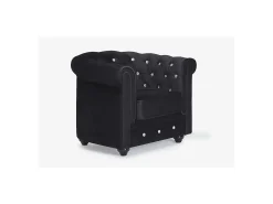 Cadeirão em veludo preto e botões cristal CHESTERFIELD