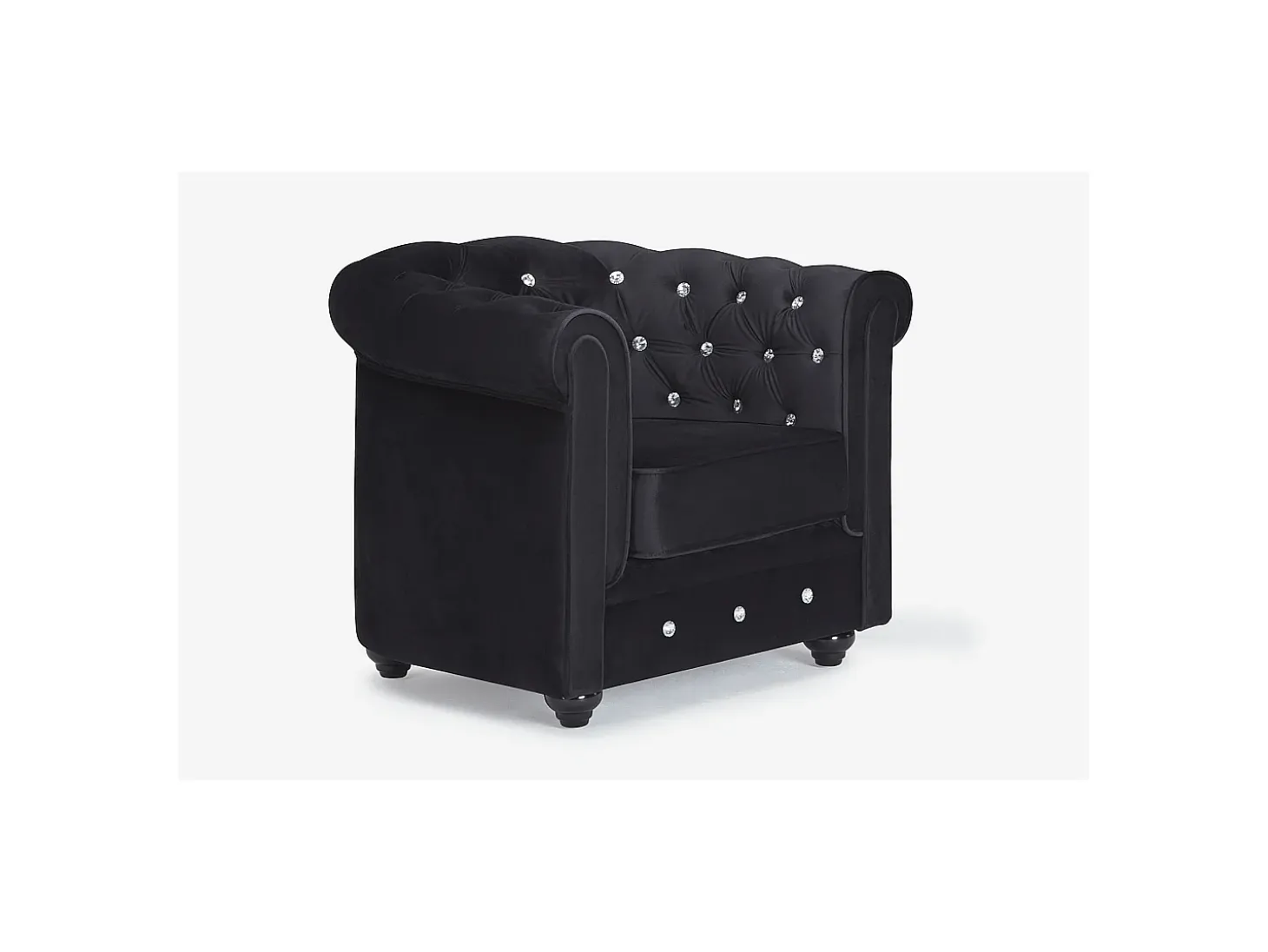 Cadeirão em veludo preto e botões cristal CHESTERFIELD