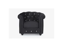 Cadeirão em veludo preto e botões cristal CHESTERFIELD