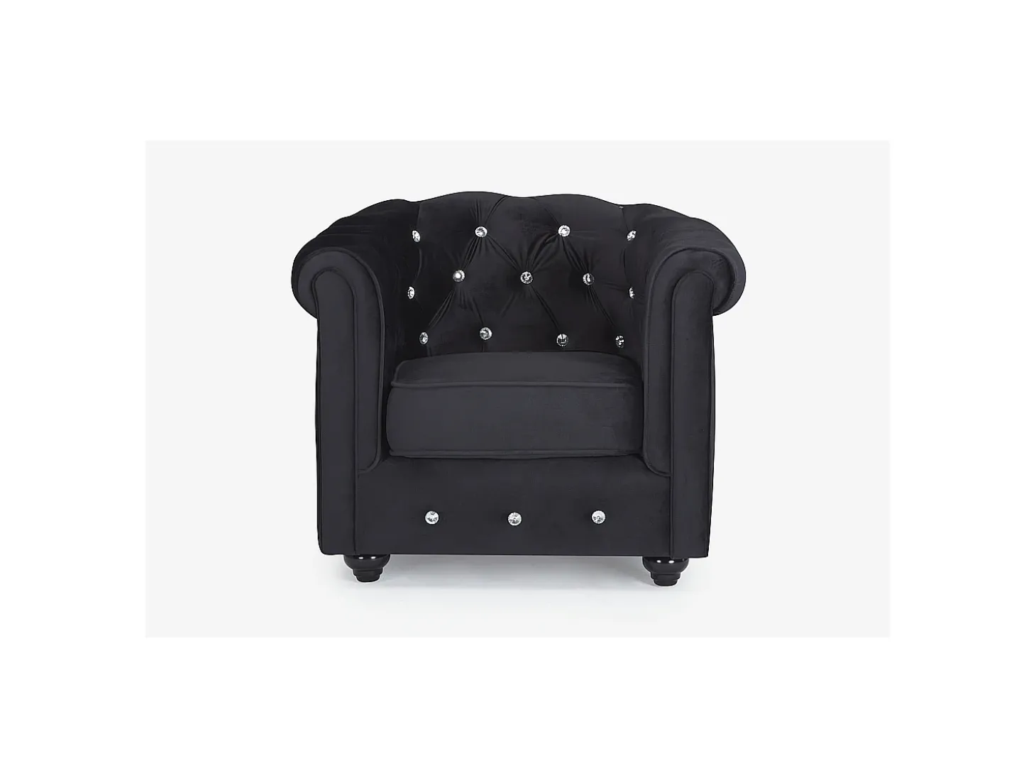 Cadeirão em veludo preto e botões cristal CHESTERFIELD