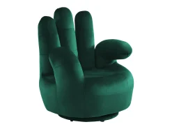 Cadeirão giratório em forma de mão em veludo Verde - CATCHY
