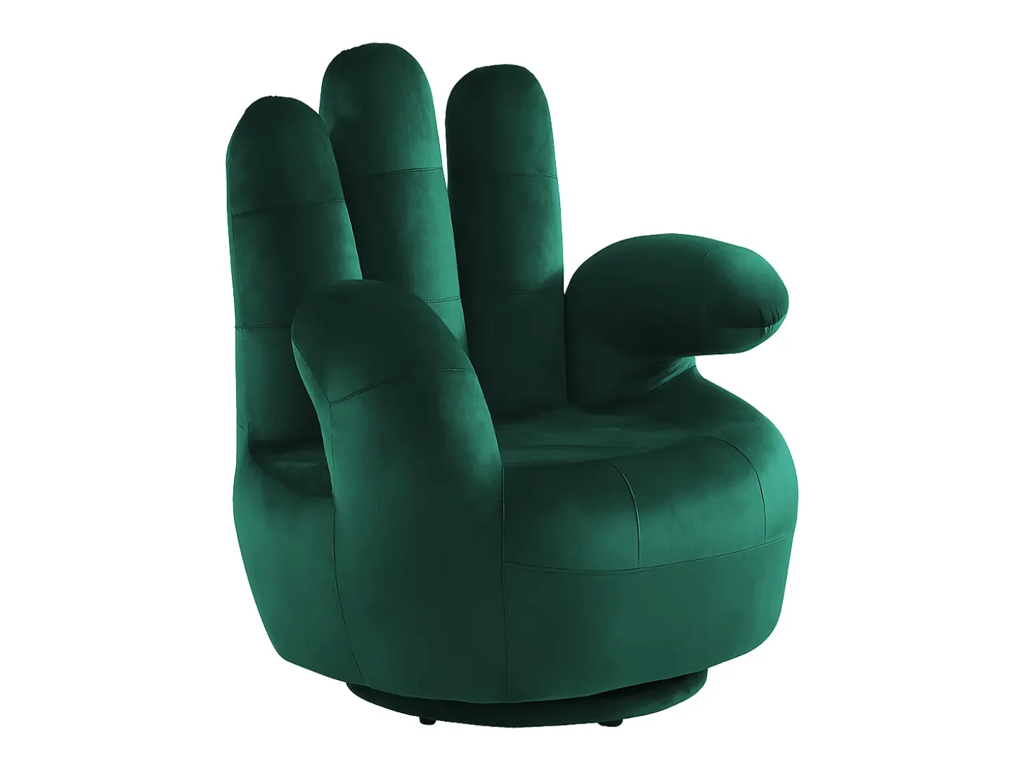 Cadeirão giratório em forma de mão em veludo Verde - CATCHY