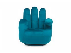 Cadeirão giratório em forma de mão em veludo Azul esverdeado - CATCHY