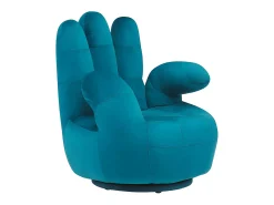 Cadeirão giratório em forma de mão em veludo Azul esverdeado - CATCHY