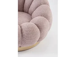 Cadeirão giratório em tecido de efeito bouclé rosa antigo - FLOREL