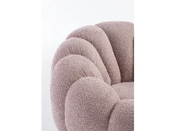 Cadeirão giratório em tecido de efeito bouclé rosa antigo - FLOREL