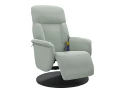 Cadeirão massagens reclinável + apoio de pés veludo cinza-claro SHL934285