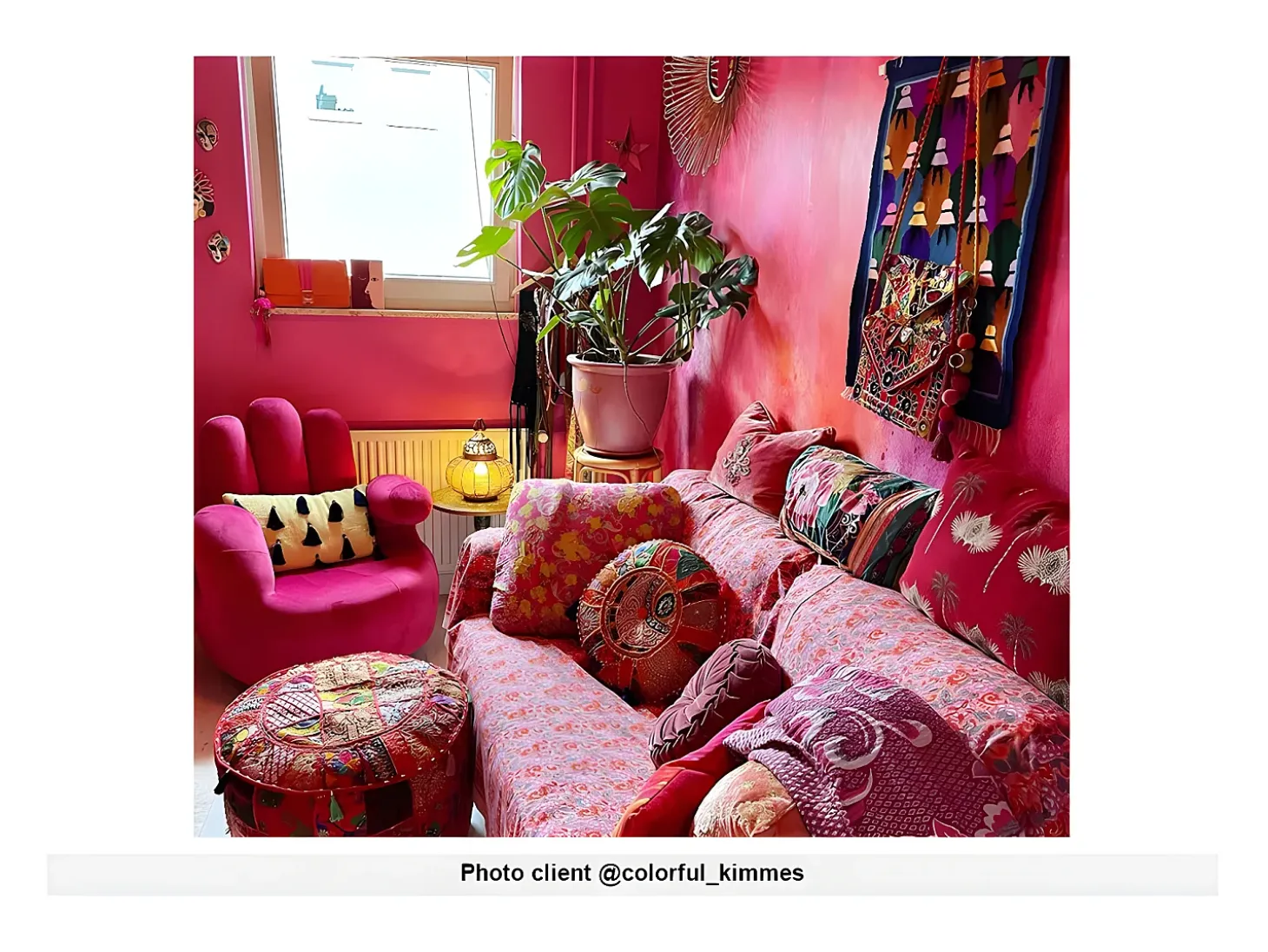 Cadeirão mão giratório em veludo Fucsia - CATCHY