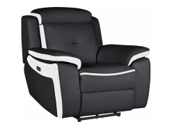 Cadeirão relax elétrico em pele Preto e branco - ANGELIQUE