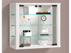 Caixa de exposição de vidro VCM pendurada | Vitrine de vidro com vidro de segurança ESG | Dimensões: A. 40 x L. 43 x P. 18 cm | Vitrosa S (Branco)