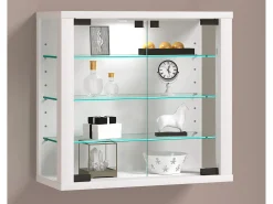 Caixa de exposição de vidro VCM pendurada | Vitrine de vidro com vidro de segurança ESG | Dimensões: A. 40 x L. 43 x P. 18 cm | Vitrosa S (Branco)