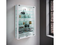 Caixa de exposição de vidro VCM pendurada | Vitrine de vidro com vidro de segurança ESG | Dimensões: A. 91 x L. 59 x P. 18 cm | Vitrosa Mini (Branco)