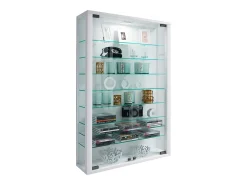 Caixa de exposição de vidro VCM pendurada | Vitrine de vidro com vidro de segurança ESG | Dimensões: A. 91 x L. 59 x P. 18 cm | Vitrosa Mini (Branco)