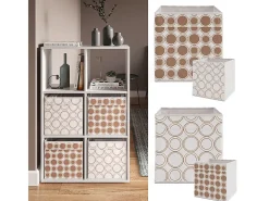 Caixa dobrável branco/dourado 30x30x30