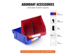 Caixas de Armazenamento SucceBuy Empilháveis e Penduríveis, Lote de 6 Caixas de Armazenamento em Plástico, Azul/Vermelho