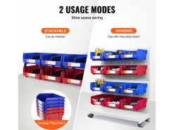 Caixas de Armazenamento SucceBuy Empilháveis e Penduríveis, Lote de 6 Caixas de Armazenamento em Plástico, Azul/Vermelho