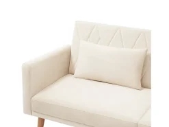 Cama acolchoada para adulto 180 x 1440 cm, sem cabeceira, com faixa LED (monocromática), base com suspensão hidráulica, bege.