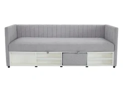 Cama com arrumação banco 80x200 cm tecido cinza - LAOZIA