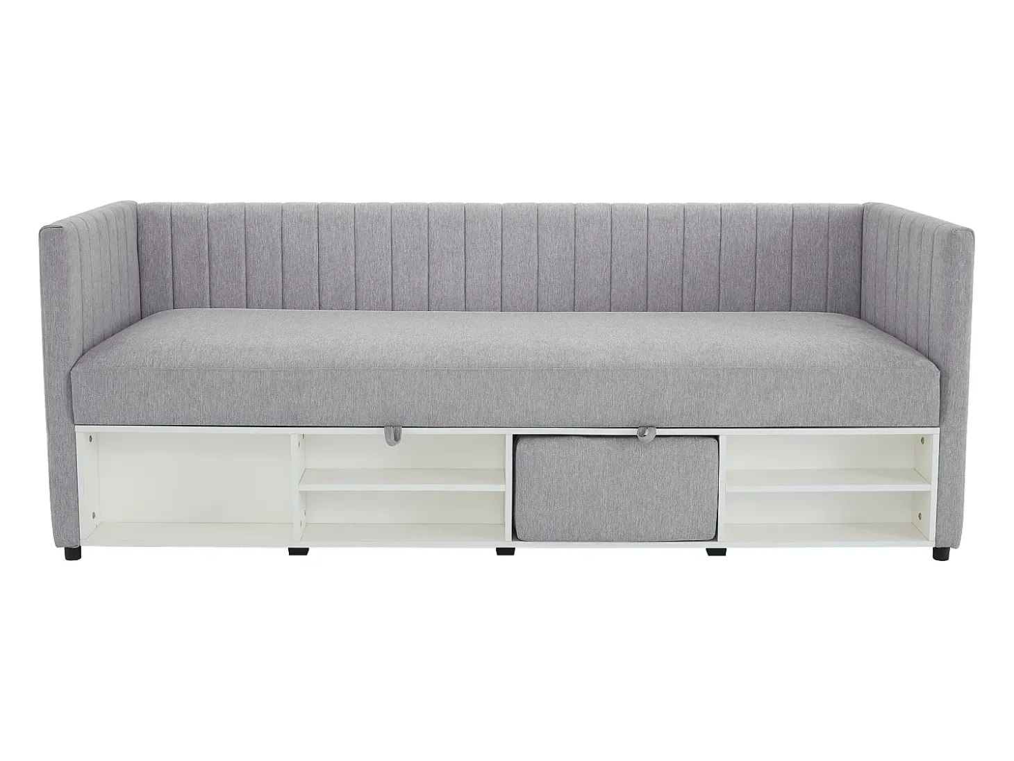 Cama com arrumação banco 80x200 cm tecido cinza - LAOZIA