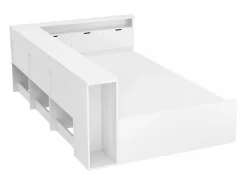 Cama infantil 90 x 200 cm com 4 gavetas, estante e módulo de arrumação - madeira MDF - cor branca