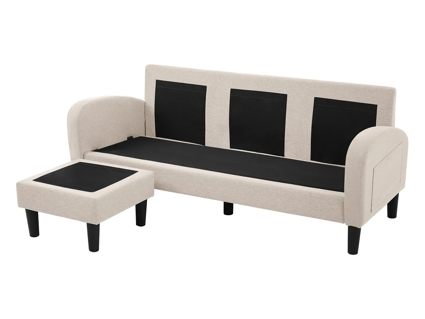 Canapé d'angle avec méridienne - 3 places - tissu en coton et lin - Beige