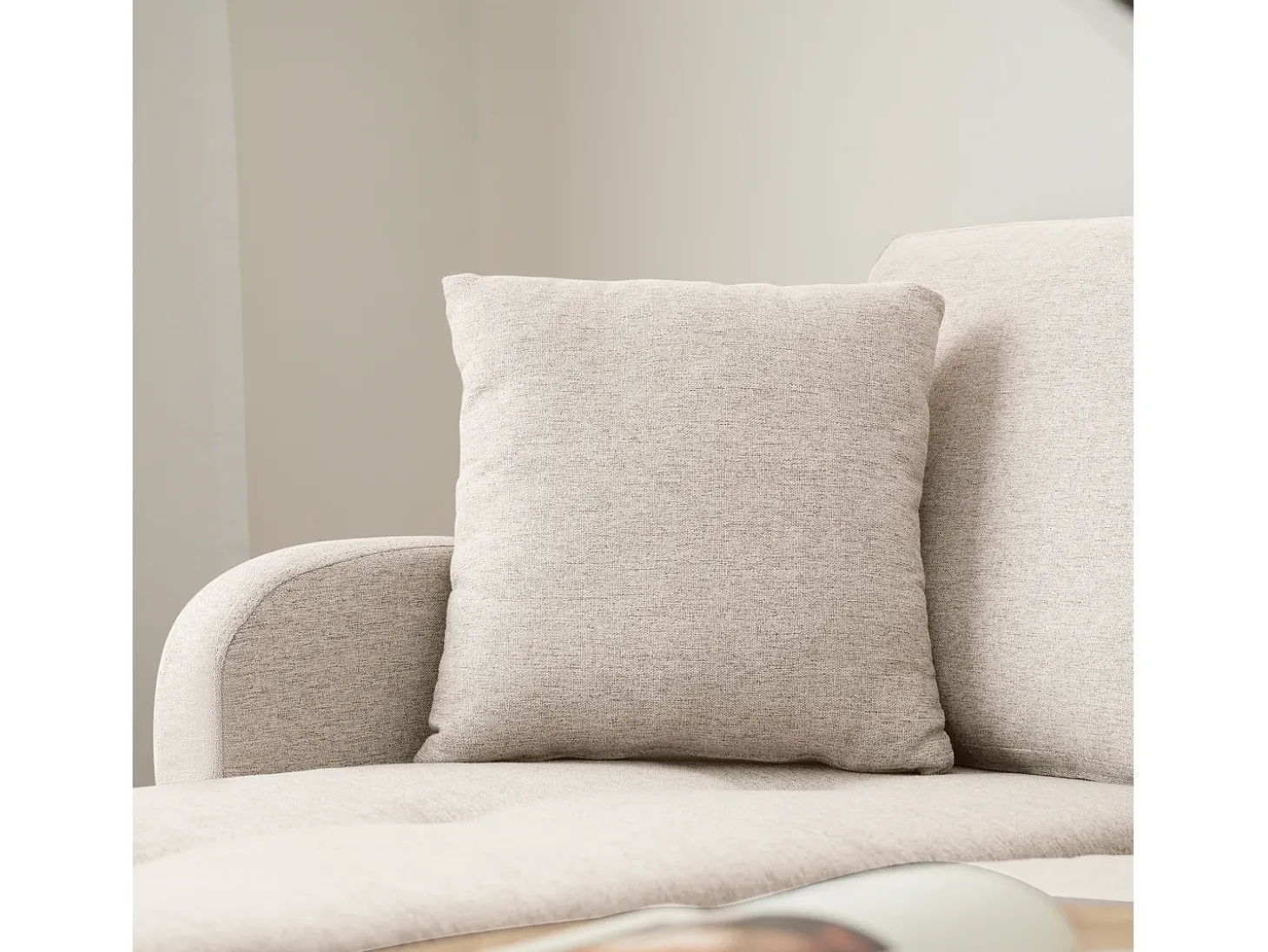 Canapé d'angle avec méridienne - 3 places - tissu en coton et lin - Beige