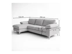 Canapé de canto 4-5 lugares com chaise longue esquerda em veludo cotelê bege GALWAY
