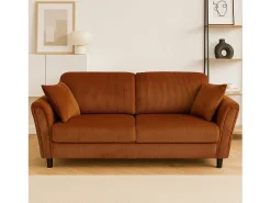Canapé direito de 4 lugares em veludo cotelê terracota LUCERNE - Confortável e elegante