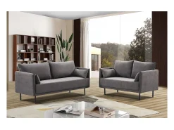 Canapé fixe tissu "Rudy" - 132 x 78 x 88 cm - 2 lugares - Gris foncé