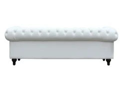 Canapé fixo Chesterfield "Aliza" - 208 x 82 x 70 cm - 3 lugares - Branco