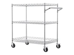 Carriça utilitária SucceBuy 76,2 x 45,7 x 82,3 cm 300 kg 3 níveis 6 ganchos com rodas
