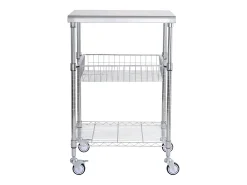 Carriça utilitária SucceBuy 61 x 50 x 93 cm, 213 kg, 3 níveis, 6 ganchos, carrinho de rodas
