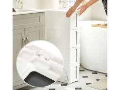 Carrinho de arrumação 45x17x83 cm branco e cinza