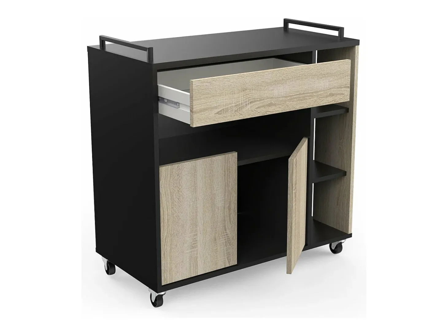 Carrinho de Cozinha AMBIHOME SIDE Carvalho/Preto C78xP40xA79cm