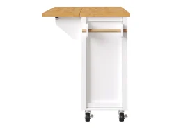 Carrinho de cozinha com 3 portas, 1 gaveta, suporte para toalhas e suporte para temperos, design de mesa rebatível, cores branco e natural
