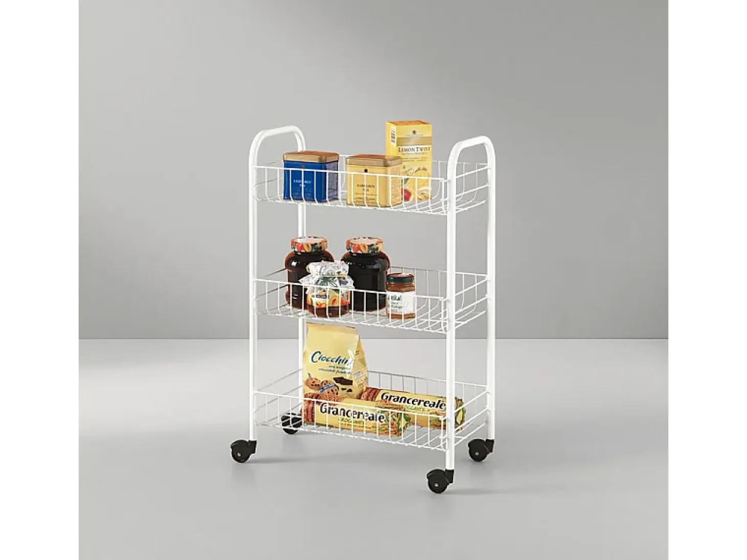 Carrinho de cozinha com 3 cestos Siena branco