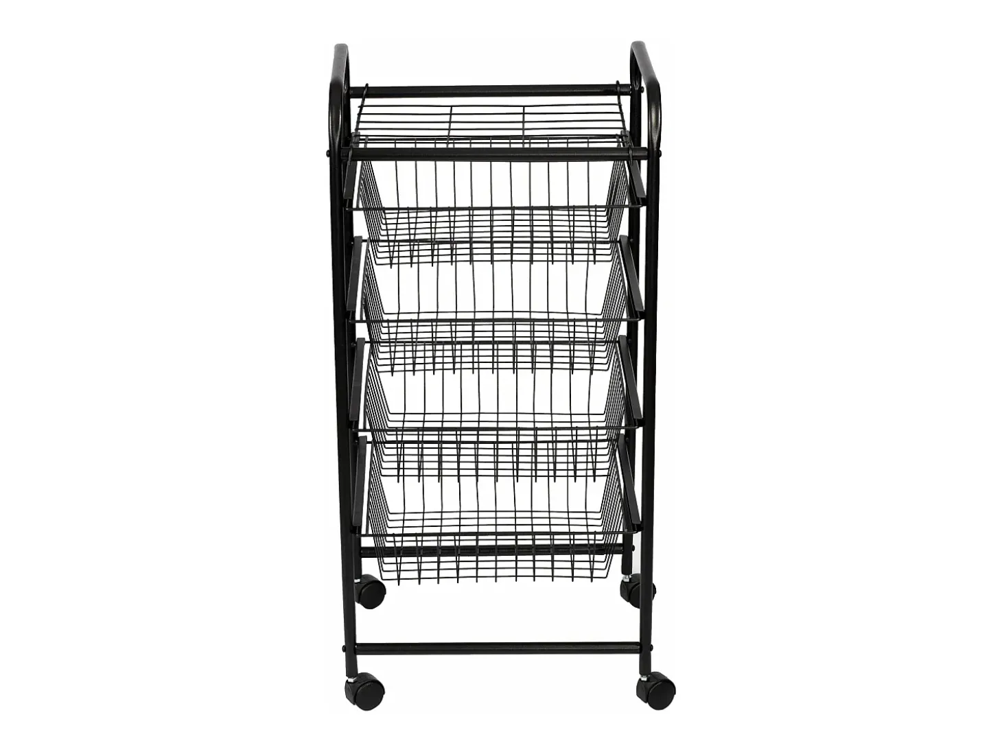 Carrinho de cozinha com rodinhas 87 x 41 x 31,5 cm com 4 cestos preto 03_0006794