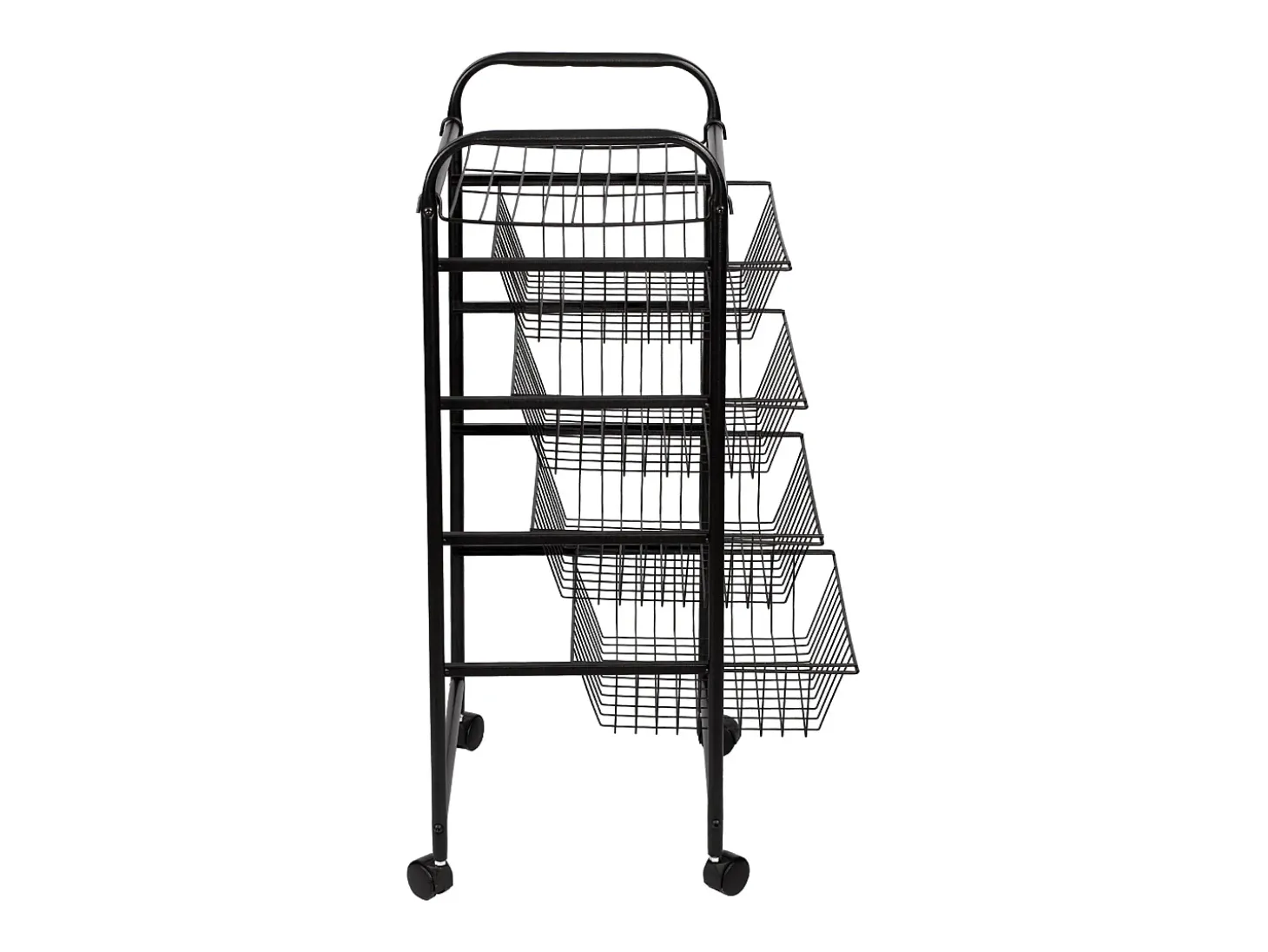 Carrinho de cozinha com rodinhas 87 x 41 x 31,5 cm com 4 cestos preto 03_0006794