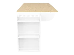 Carrinho de cozinha com rodas e tampo extensível, 2 portas de correr e 3 gavetas, branco - 110x70x90cm