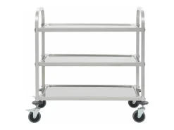 Carrinho de cozinha de 3 níveis 96,5x55x90 cm aço inoxidável