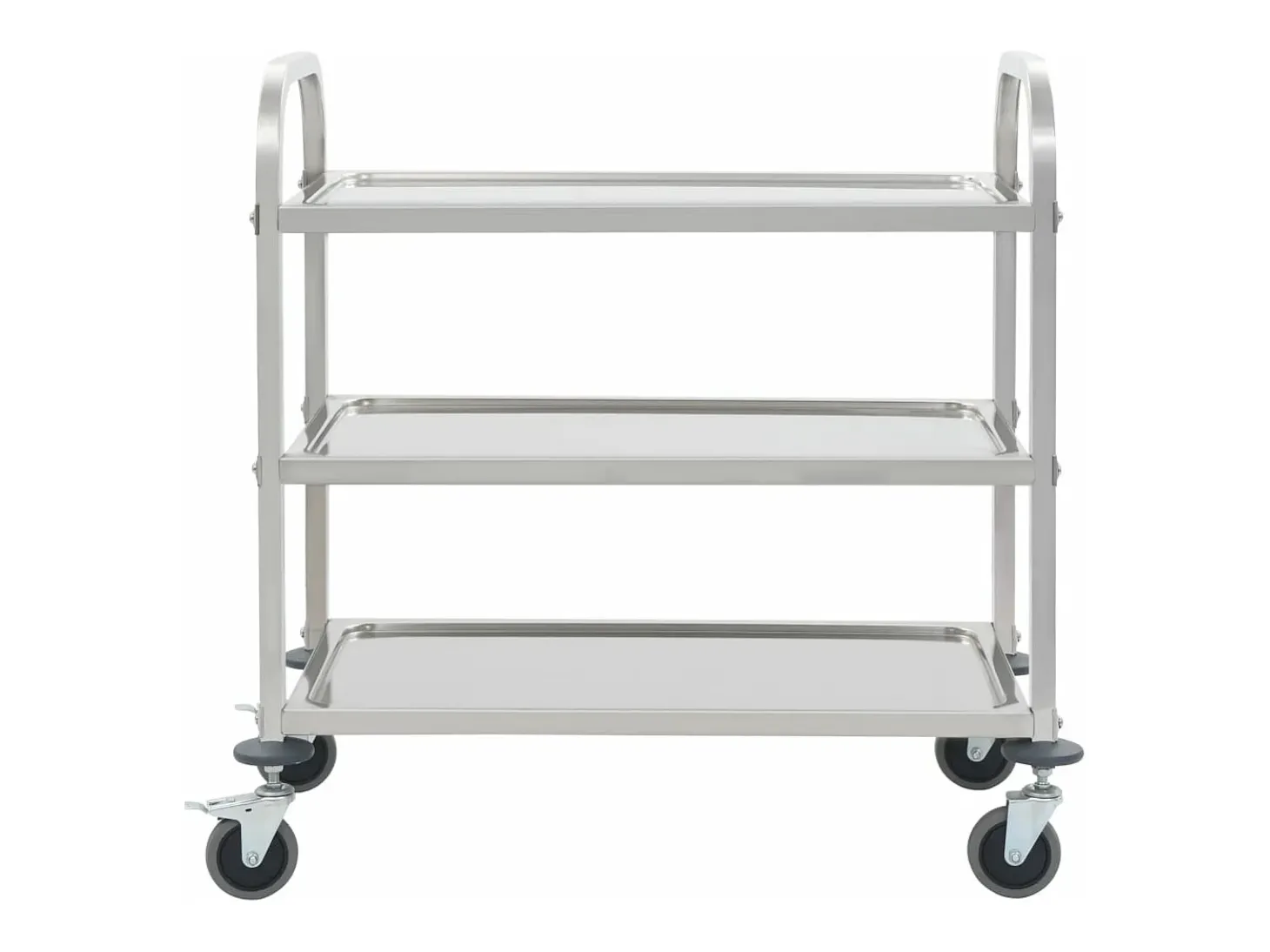 Carrinho de cozinha de 3 níveis 96,5x55x90 cm aço inoxidável