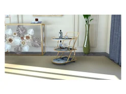 Carrinho VKH2, Ouro, 71x45,5x84,5 cm, Kendra Home